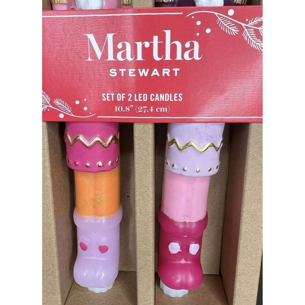 Martha Stewart Christmas Light Up LED Nutcracker Real Wax Taper Candles Set of 2